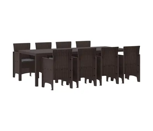 Dārza Ēdamistabas Komplekts 9 Pcs Brūna 250 X 100 X 73 Cm Vidaxl