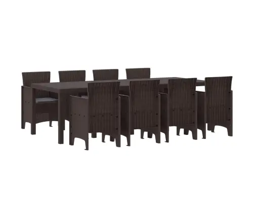 Dārza Ēdamistabas Komplekts 9 Pcs Brūna 250 X 100 X 73 Cm Vidaxl
