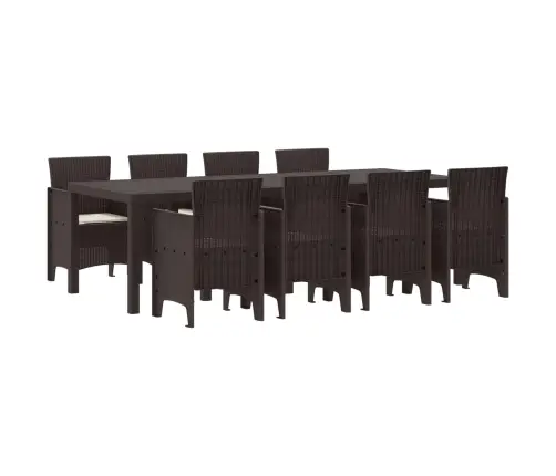 Aia Söögilaudade Komplekt 9 Pcs Pruun Polt Rattan