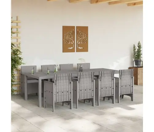 Āra Galds 9 Pcs Balts 250 X 100 X 73 Cm Plastmasas Vītne Vidaxl