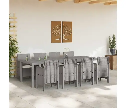 Āra Galds 9 Pcs Balts 250 X 100 X 73 Cm Poliūtu Rotangpalma Vidaxl