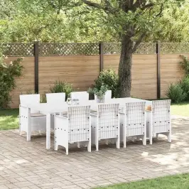 Dārza Ēdamgalds 9 Pcs Gaiši Pelēks Polt Rattan Vidaxl