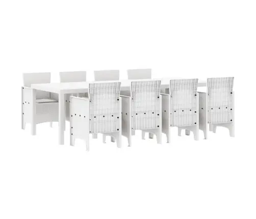 Sodo Valgomojo Komplektas 9 Pcs Šviesiai Pilka Polt Ratanas