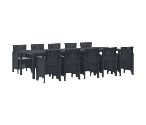 Dārza Ēdamgalds Ar Spilvenu 11 Pcs Antracīts 300 X 100 X 73 Cm Vidaxl