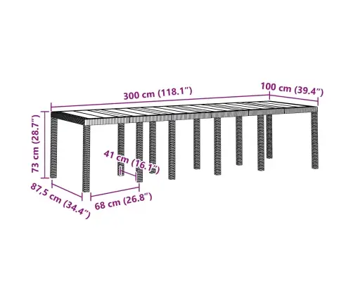 Dārza Ēdamgalds Ar Spilvenu 11 Pcs Antracīts 300 X 100 X 73 Cm Vidaxl