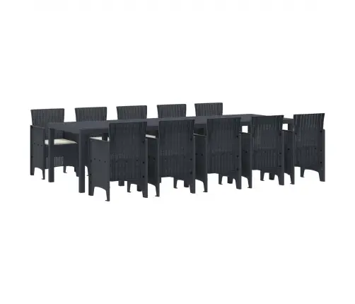 Dārza Ēdamgalds Ar Spilvenu 11 Pcs Antracīts Un Krēms Liels Vidaxl