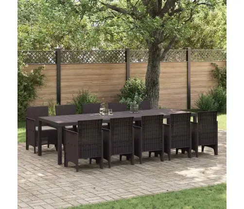 Aia Söögilaudade Komplekt 11 Pcs Pruun Ja Taupe Polürooster