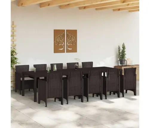 Aia Söögilaudade Komplekt 11 Pcs Pruun Ja Taupe Polürooster