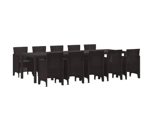 Dārza Ēdamgalds 11 Pcs Brūns Un Antracīts Liels Rotangpalma Vidaxl