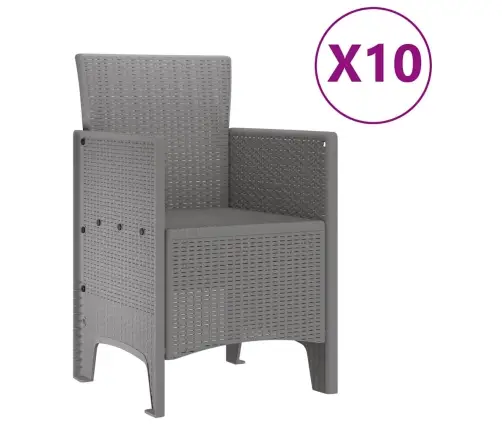 Sodo Valgomojo Komplektas 11 Pcs Šviesiai Pilka Polipropilenas