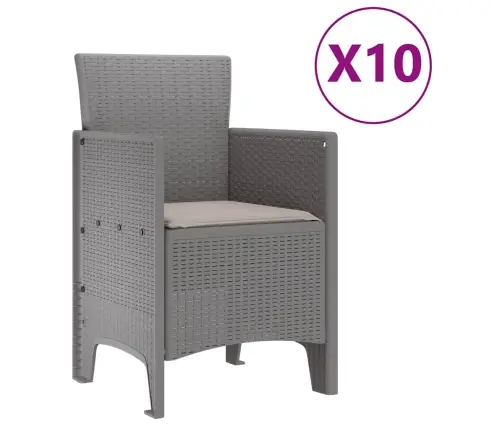 Dārza Ēdamgalds 11 Pcs Gaiši Pelēka Liels Poliūtu Rotangpalma Vidaxl