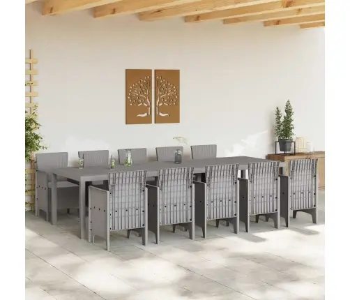 Aia Söögilaudade Komplekt 11 Pcs Helehall Rattan Ja Alumiinium