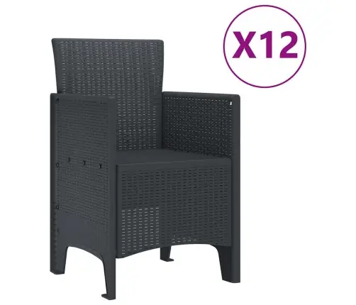 Dārza Ēdamistabas Komplekts 13 Pcs Antracīts 12 Vietu Vidaxl