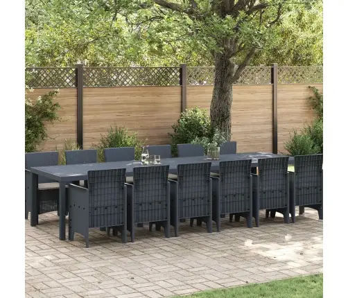 Sodo Valgomojo Komplektas 13 Pcs Antracitas Polt Ratanas