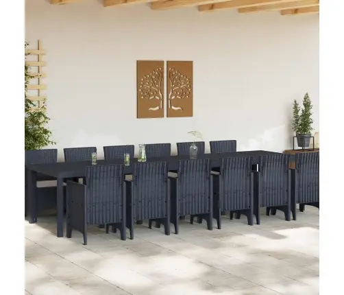 Sodo Valgomojo Komplektas 13 Pcs Antracitas Polt Ratanas