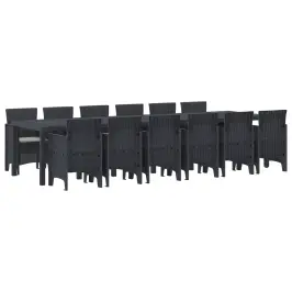 Dārza Ēdamgalds 13 Pcs Antracīts Polt Rattan Vidaxl