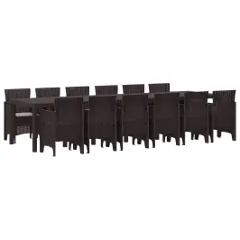 Dārza Ēdamgalds 13 Pcs Brūna Polt Rattan Vidaxl