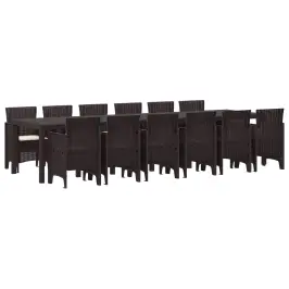 Sodo Valgomojo Komplektas 13 Pcs Ruda Polt Ratanas