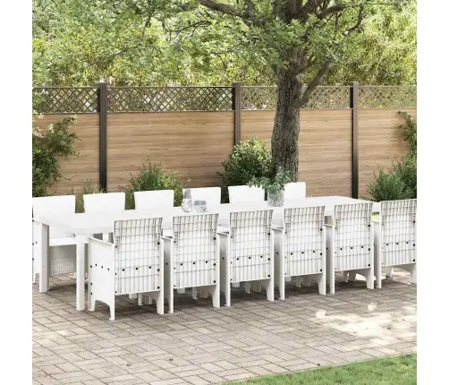 Aia Söögilaudade Komplekt 13 Pcs Valge Polt Rattan