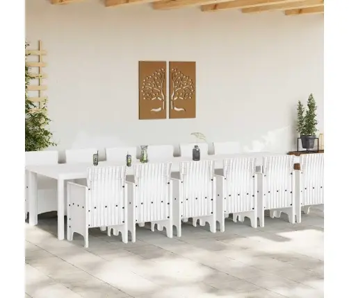 Aia Söögilaudade Komplekt 13 Pcs Valge Polt Rattan