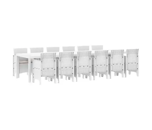 Dārza Ēdamgalds 13 Pcs Balts Liels Plastmasa & Pīts Vidaxl