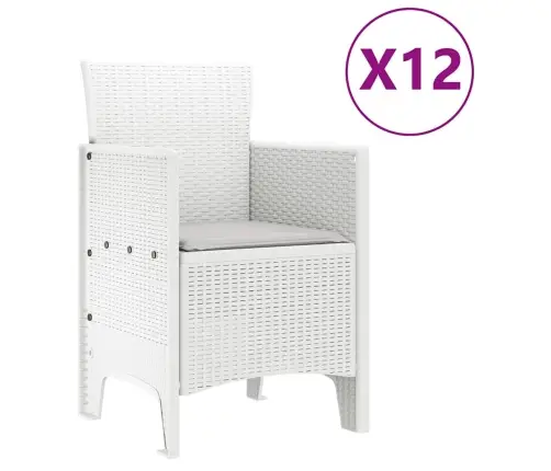 Dārza Ēdamgalds 13 Pcs Balts Liels, 12-Vietīgs Plastmasa Vidaxl