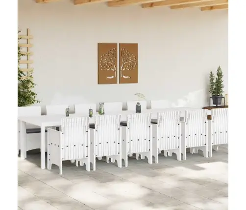 Dārza Ēdamistabas Komplekts 13 Pcs Balts Liels Rotangpalma Vidaxl