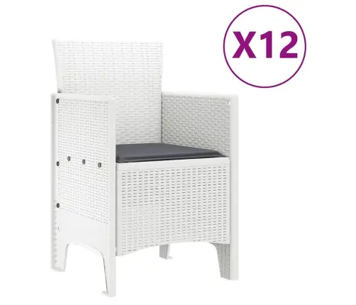 Dārza Ēdamistabas Komplekts 13 Pcs Balts Liels Rotangpalma Vidaxl