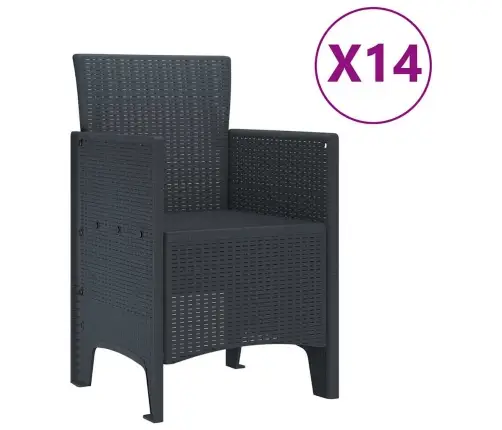 Dārza Ēdamistabas Komplekts 15 Pcs Antracīts Liels Plastmasa Vidaxl