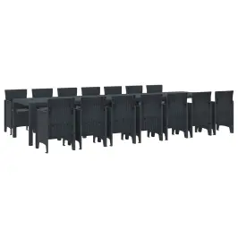 Dārza Ēdamkomplekts Ar Spilveniem 15 Pcs Antracīts Pp Vidaxl