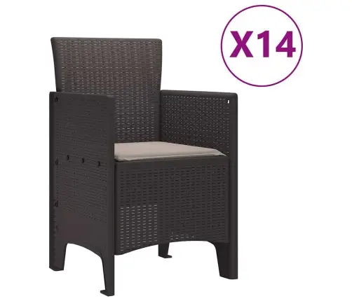 Aia Söögilaudade Komplekt 15 Pcs Pruun Polt Rattan