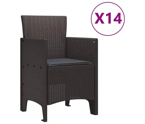 Dārza Ēdamistabas Komplekts 15 Pcs Brūna Liels Vidaxl