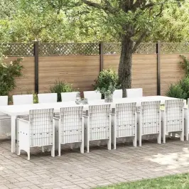 Dārza Ēdamgalds 15 Pcs Balts Polt Rattan Vidaxl