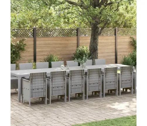 Dārza Ēdamgalds 15 Pcs Gaiši Pelēks 14 Vietu Vidaxl