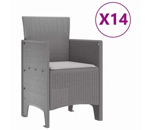 Dārza Ēdamgalds 15 Pcs Gaiši Pelēks 14 Vietu Vidaxl