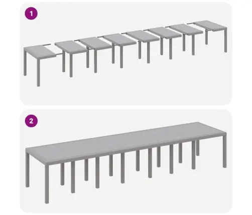 Dārza Ēdamgalds 15 Pcs Gaiši Pelēks 14 Vietu Vidaxl