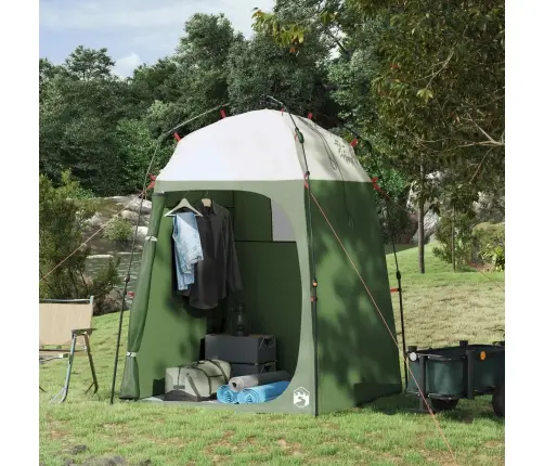 Dušas Telts Ar Uzglabāšanu Zaļa 160 X 160 X 227 Cm Tērauds Vidaxl
