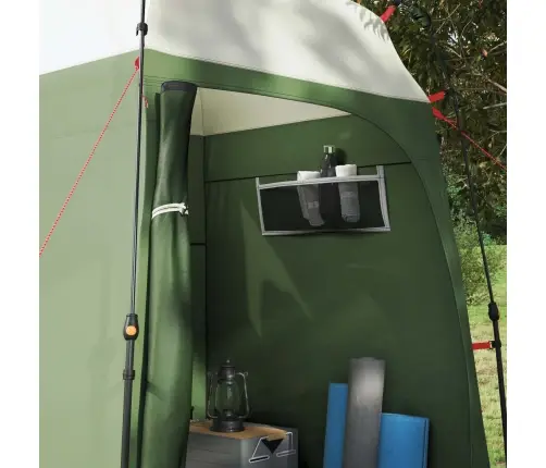 Dušas Telts Ar Uzglabāšanu Zaļa 160 X 160 X 227 Cm Tērauds Vidaxl