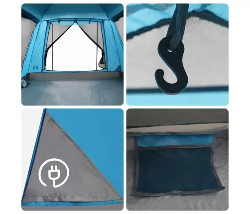 Instant Telk Vihmakattega 3-Inimesele Kiire Vabastamine Sinine