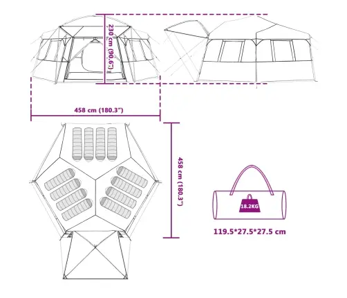 Momentāna Telts Alta Zaļa 458 X 400 X 230 Cm Tērauds Vidaxl