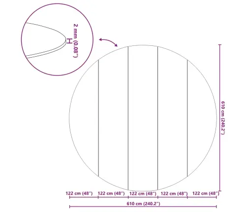 Baseina Grīdas Lapa Gaiši Pelēks Ø610 Cm Neaugu Šķiedra Apaļa Vidaxl