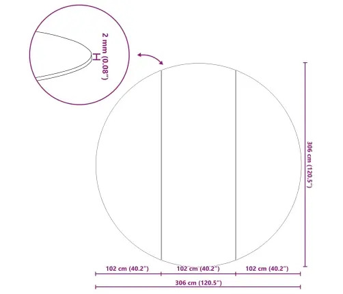Baseina Grunts Rūts Melns Ø 306 Cm, Neaugu Audums, Apaļš. Vidaxl