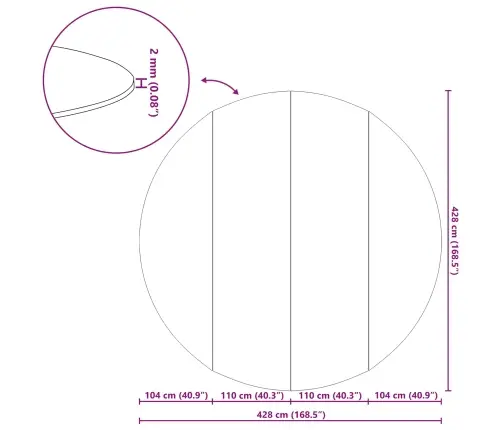 Baseina Grīdas Audums Melns Ø 428 Cm, Neaugošs Un Apaļš. Vidaxl