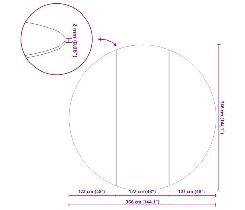Baseinu Grīdas Aizsargs, Melns, Ø 366 Cm, Neausts Audums, Apaļš. Vidaxl