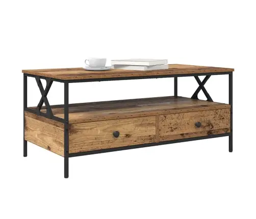 Kohvilaud With Drawer Vana Puit 100 X 51 X 45 Cm Tehispuit Kohvilaud With Drawer Vana Puit 100 X 51 X 45 Cm Tehispuit