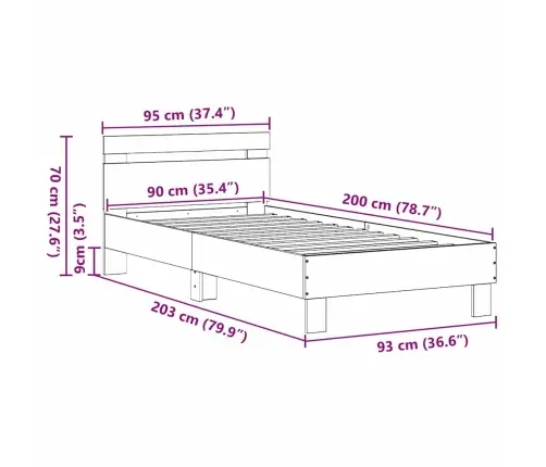 Lovos Rėmas Senas Medis 203 X 95 X 70 Cm Apdirbta Mediena