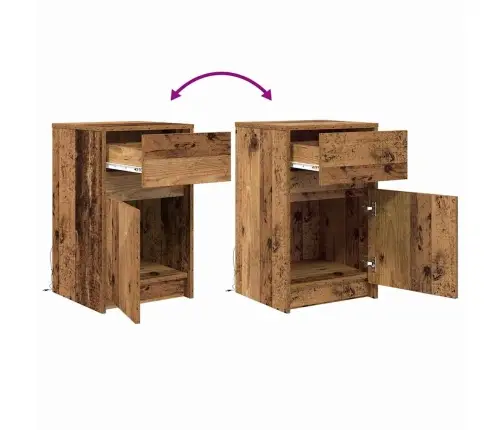 Led Naktinis Staliukas Su Spintelėmis Su Stalčių Sena Mediena