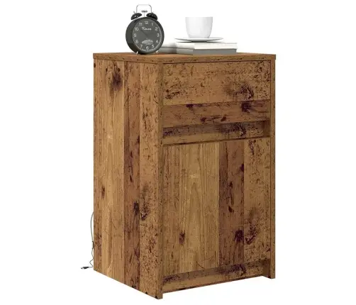 Led Naktinis Staliukas Su Spintelėmis Su Stalčių Sena Mediena