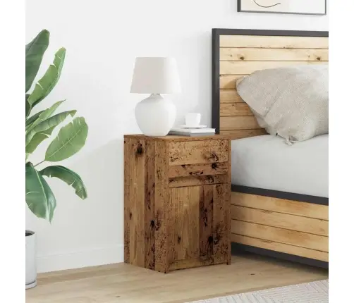 Led Naktsgaldiņš Ar Atvilktni 2 Pcs Vecs Koks 38 X 34 X 61 Cm Vidaxl