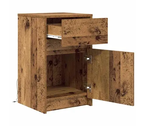 Led Naktsgaldiņš Ar Atvilktni 2 Pcs Vecs Koks 38 X 34 X 61 Cm Vidaxl